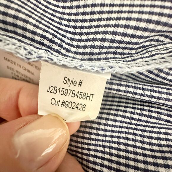 Honey & T Top Women XL Blue Peasant Smocked Gingham Babydoll Milkmaid Boho NWOT - Picture 7 of 8